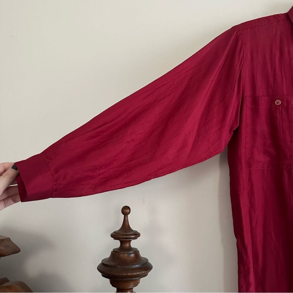 Vintage 100% Silk Button Down Shirt - Picture 4 of 9